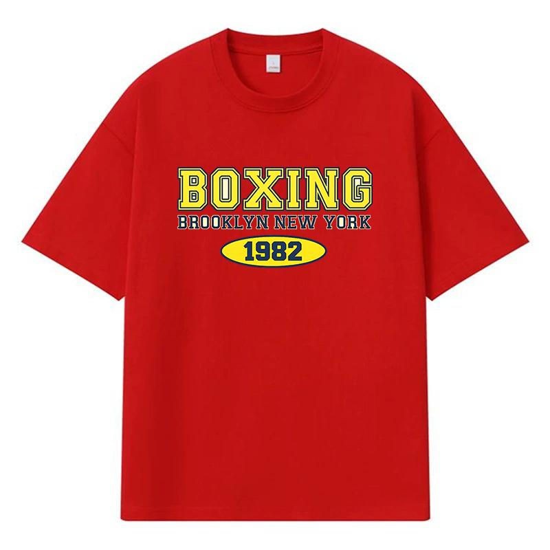 2026 Boxing Brooklyn New York 1982 Printed Graphic Y2k Harajuku Streetwear 100% Cotton T Shirt Casual Oversized Summer Men T-shirt