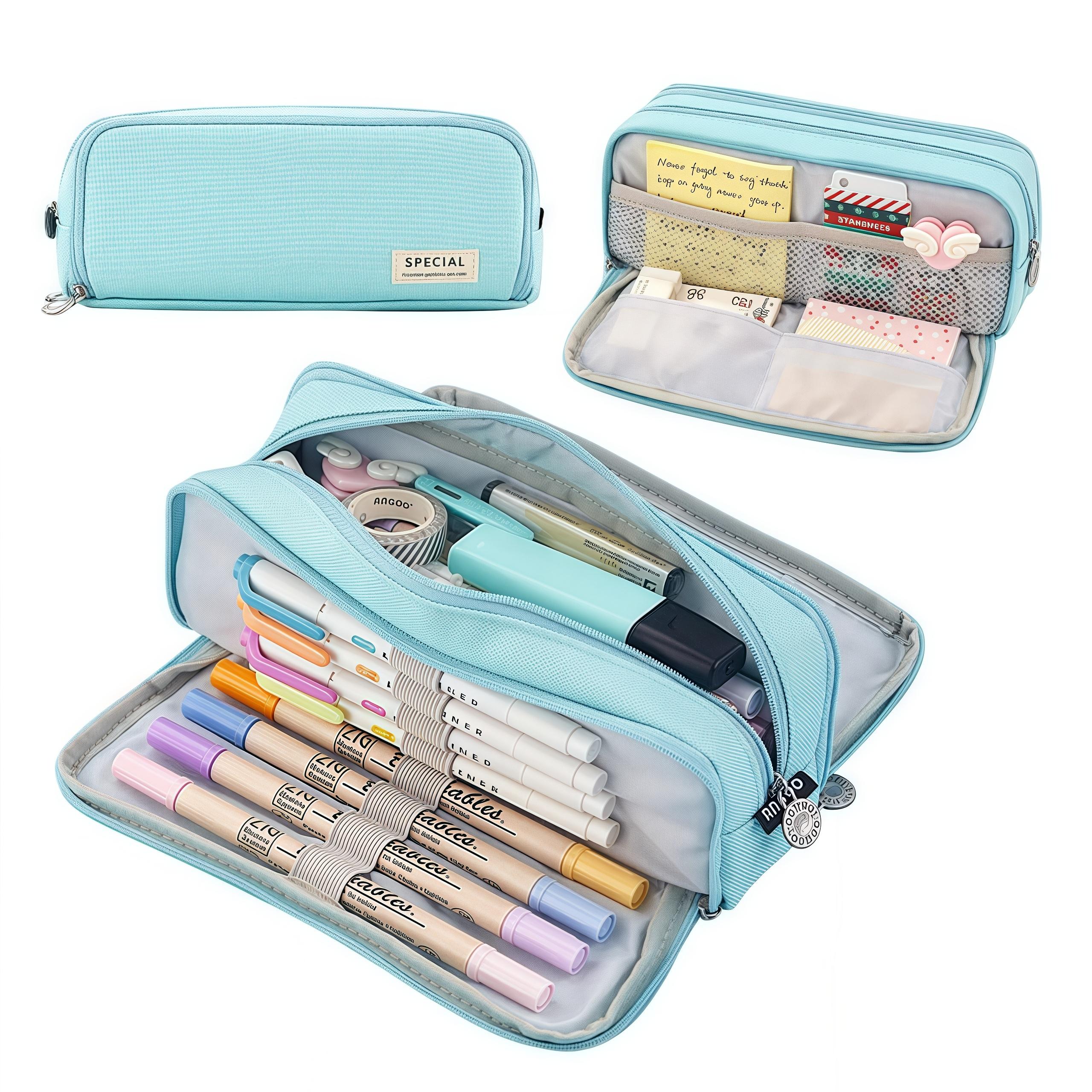 

Large-capacity pen case, portable pen case, spacious storage space durable and beautiful, a necessity for students and offices небо синє кольору