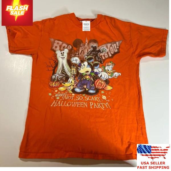 

Disney Halloween Mickey Shirt Limited Edition Spooky Season Pumpkin Tee Unisex T-Shirt M