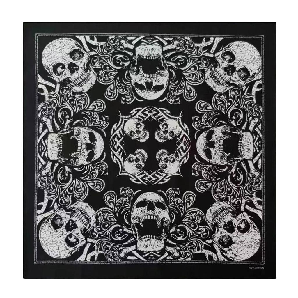Skull Printed Headscarf for Casual Formal Square Pocket Vintage Bandanas Hiphop Dance Bandana Outdoor Sport Neckerchief