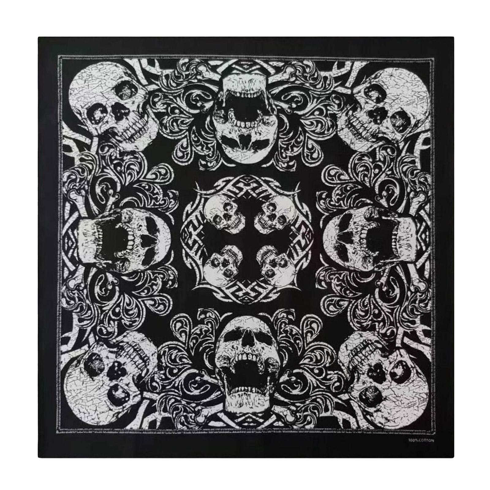 

Бандана с принтом черепа для взрослых, банданы в стиле вестерн с узором пейсли, модный шейный платок, уличный танец, головной платок, хип-хоп, головной убор чёрный