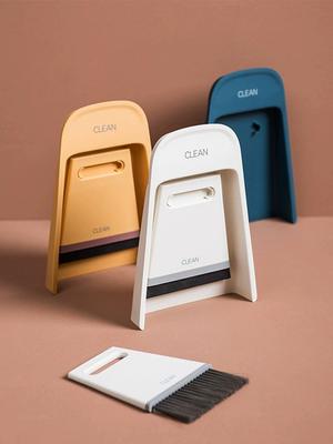 Mini kvast och skyffel kombinationsset för hushållsbruk, mjuk päls magisk liten kvast för rengöring av skrivbord, borstning och skrapning Vattenskrapa