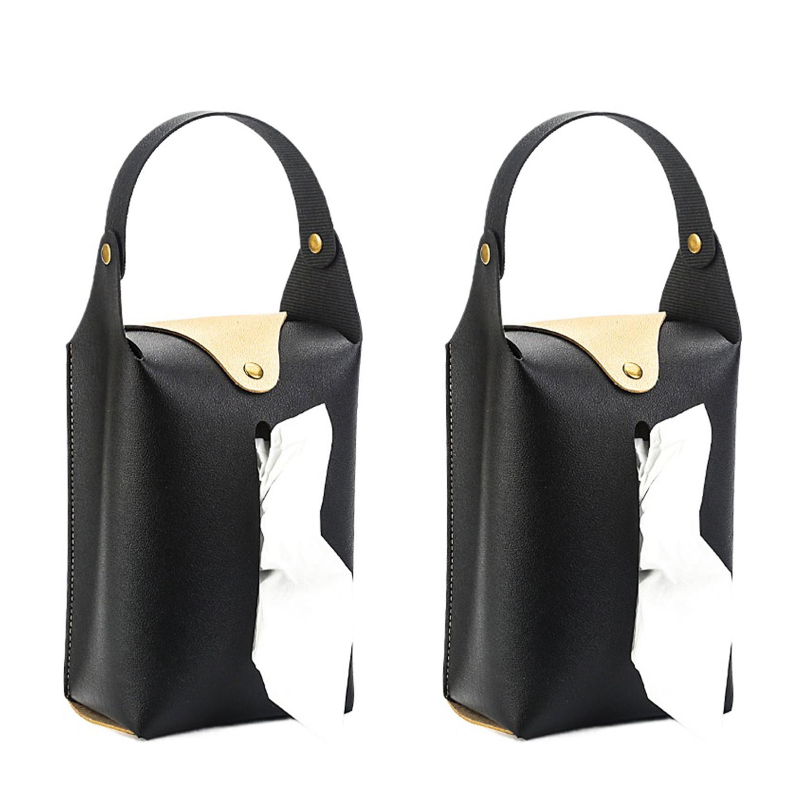 

2pcs Colorful PU Leather Tissue Holder Box Hanging Paper Towel Dispenser for Living Room Office and Vehicle Interior