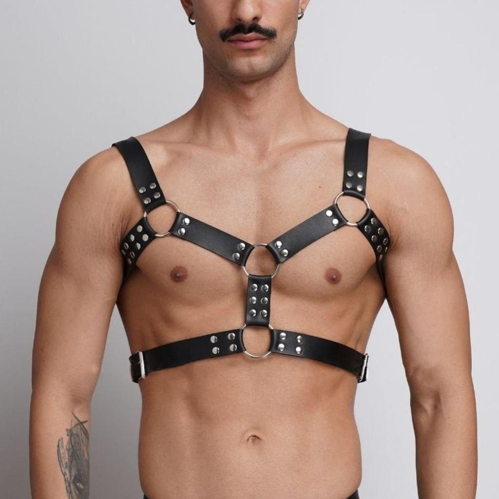 Men'S Sexy Chest Strap Pu Leather Underwear Men'S Adjustable Carnival Gay Clothing Bdsm Fetish Full Body Strap