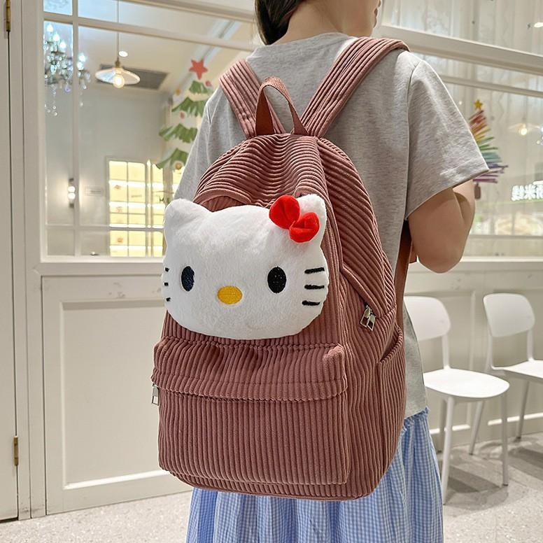 Schoolbag New Korean Ins Cute Cartoon Corduroy Backpack Japanese Harajuku Girl Schoolbag Soft Sister Cartoon Backpack