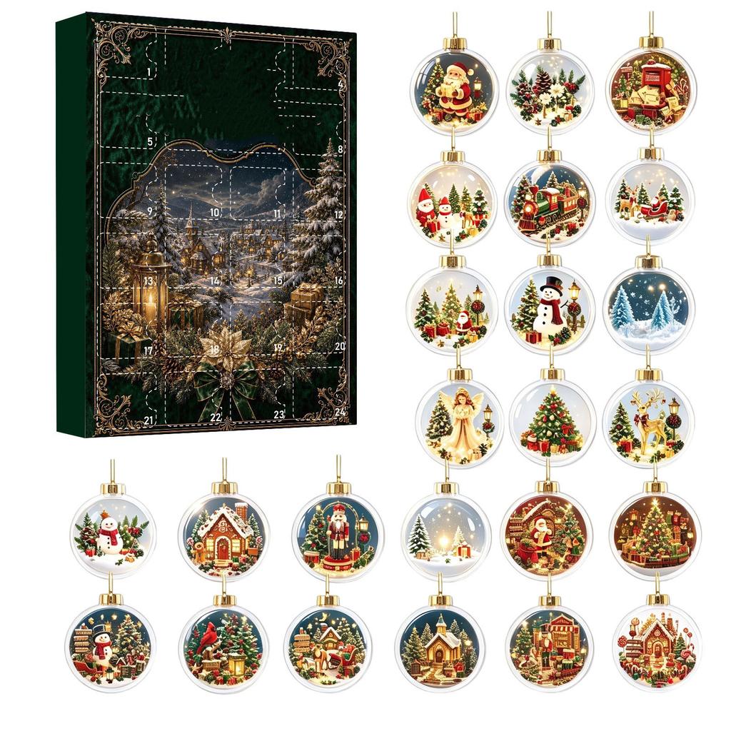 Days Christmas Countdown Advent Calendar with 2D Acrylic Dog Tree Ornaments