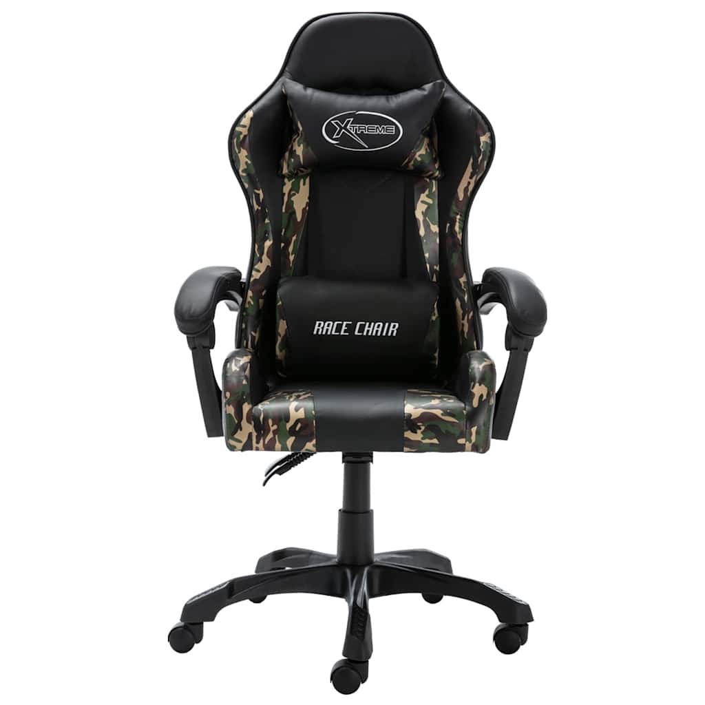 Gaming Chair In Black and Camouflage Pattern Faux Leather