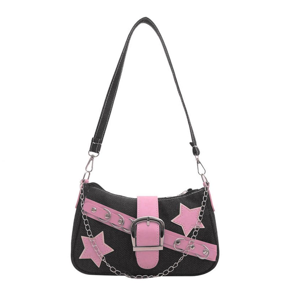 Fashion Underarm Bag Mini Handbags Star Pattern and Retro Rivet Shoulder Bag Small Square Shape Chain Commuting Armpit Bag