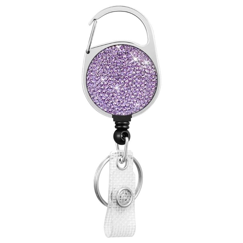 Retractables Keyring Wire Rope Badges Holder Outdoor Rhinestones Keychains