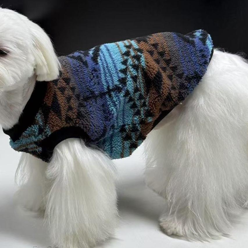 Ethnic Style Printed Fleece Pet Clothes Small Dog and Cat Hoodies Soft and Warm Clothing Pet Supplies Daily Dressing