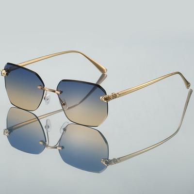 Vintage Rimless Sunglasses  New Square Fashion Gradient Multi-color Shades Trendy Stylish Brand Design Sun Glasses