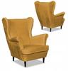 Bella Scandinavian Wing Chair Family Meble Gold Mustard Yellow Dark