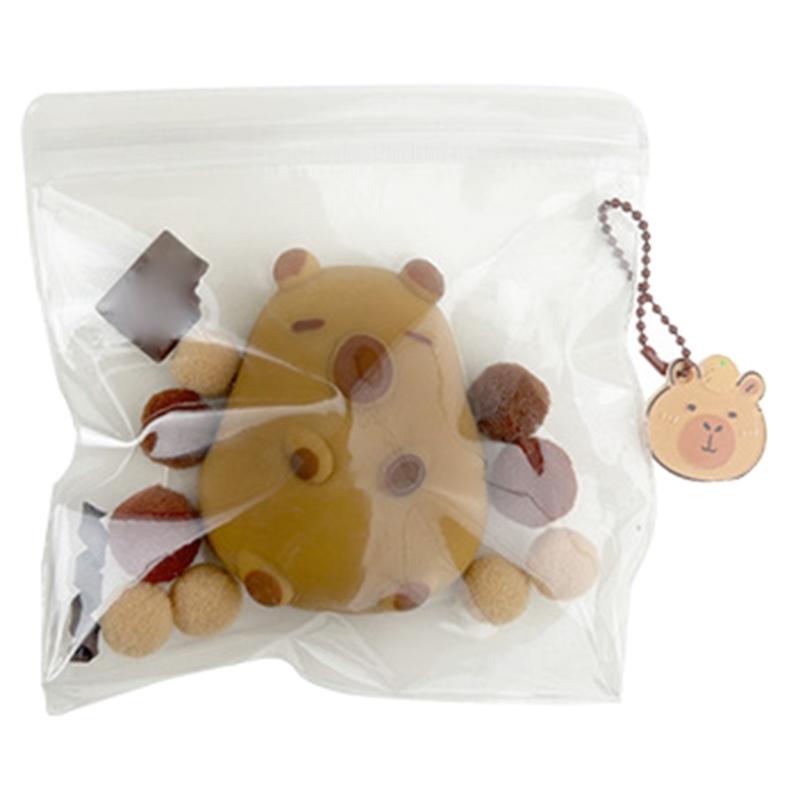 Cute Capybara Stress Relief Squeeze Toy Keychain Flexible Capybara Squeeze Keychain Unique Bag Accessory For Relaxation