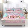 3Pcs Strawberry Daiquiri Print Bedding Set Fitted Sheet Set Bed Sheets Set Aesthetic Bad Pink Soft Bedding For Teen Girl Room