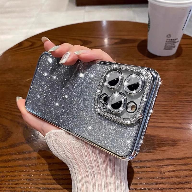 Applicable to iPhone17 rhinestone mobile phone case glitter gradual change Apple 16proMax all-inclusive anti-drop 15 protective case 14
