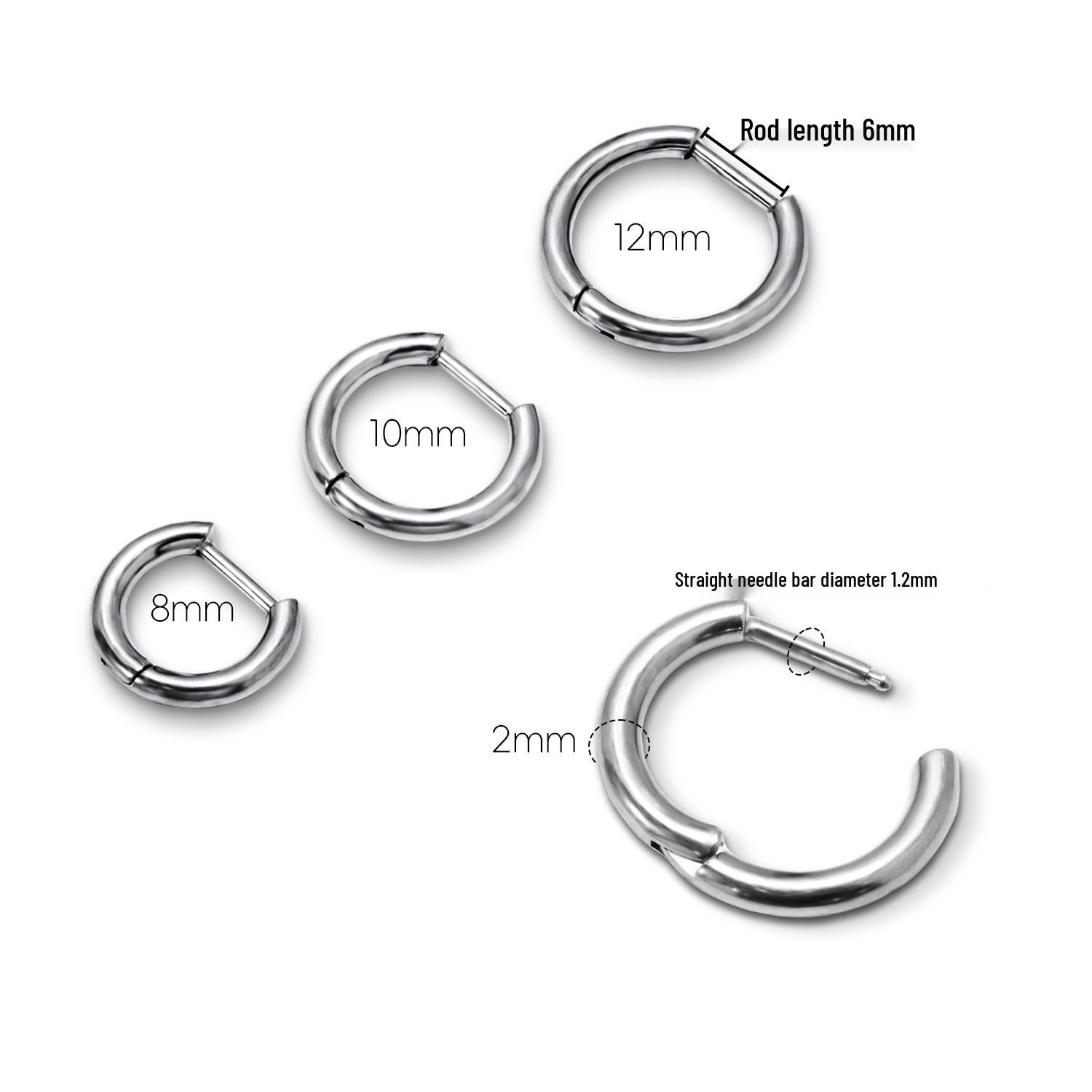 F136 Titanium Alloy Needle Earrings, G23 Titanium Studs, Hoops & D-Shaped Clasps 2.0mm wire, 10mm inner diameter