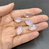 5Pcs, Natural Stone Marquise Faceted Connector Charms 11×25mm, Golden Plated Edge Pendants for DIY Necklace Bracelet Jewelry Making