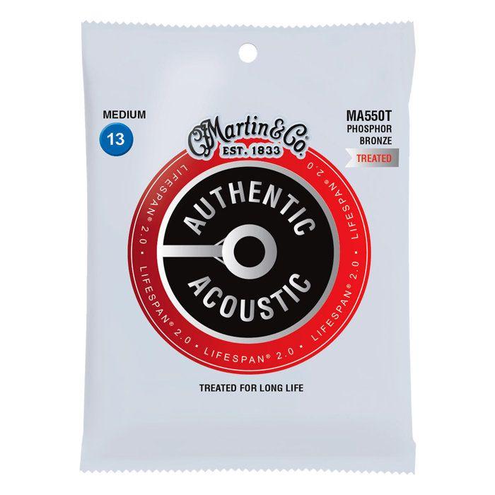 Martin MA550T - Jeu de cordes guitare acoustique - Authentic Treated Phosphore bronze - Medium 13-56