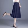 Nylon Cotton Bamboo Linen Skirt Women's Stylish Button Umbrella Skirt Young Casual Mid-length A-line Skirt Elastic Waist Skirt