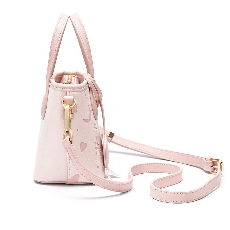 New Disney Mickey PU Crossbody Handbag Women's Pink/Ecru DHF41374-A