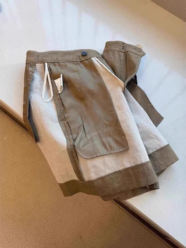 KH Superior Choice! Stylish, Casual Linen Khaki High-Waisted Shorts: Flattering, Leg-Lengthening, Old Money Style.
