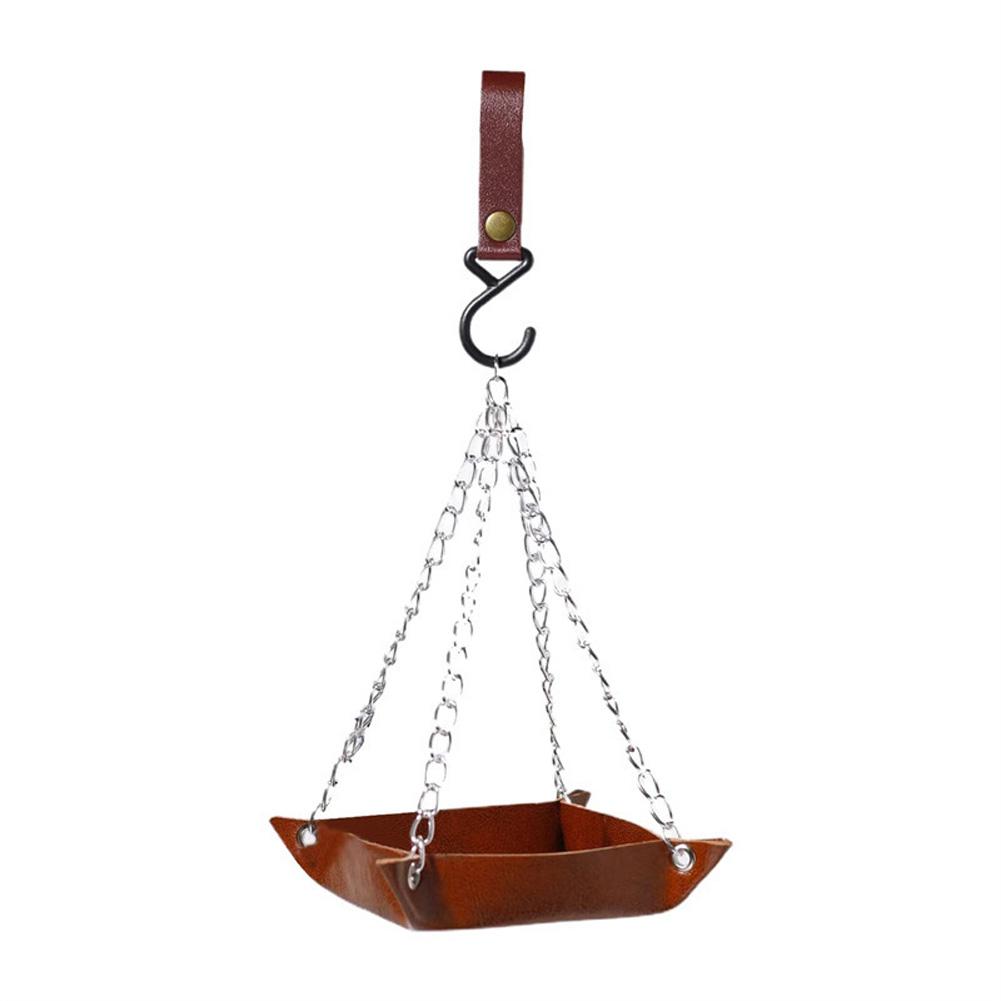 

Кормушка для птиц, кормушка для колибри для улицы, подвешиваемая с 4 цепями из нержавеющей стали, кожаная кормушка с S-образным крючком коричневый