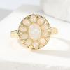 Dazzling Inlaid Imitation Opal Flower Women's Ring Trendy Gold Color Geometry Daily Wear Party Jewelry Anniversary Gift