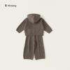 Girl Child Autumn Winter Knit Hoodie And Pants Set With Soft Fabric For Kids Age 3 To 8