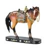 Retro Horse Statue Desktop Artistic Horse Figurine with Base Golden Painted Resin Horse Sculpture