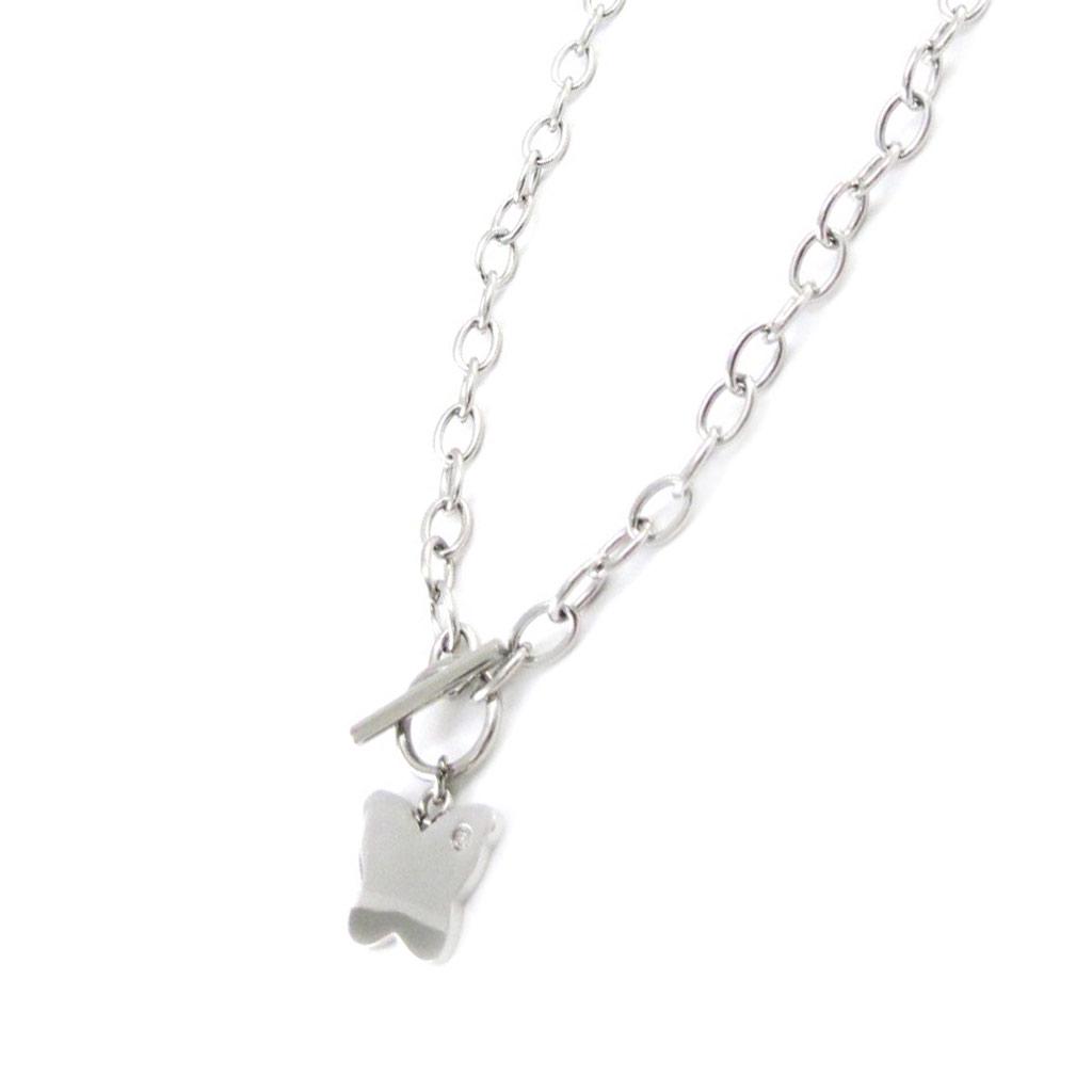 Les Trésors De Lily [J0998] - Silver-white 'Butterfly' Steel Necklace - 20x18 Mm