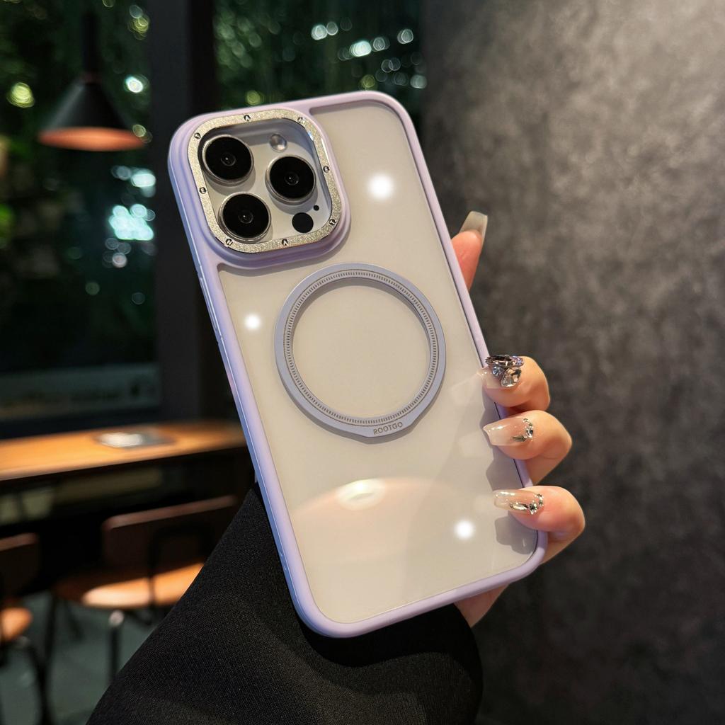 Luxury Clear Armor Bumper Case for iPhone 16 Plus 15 14 13 Pro Max 11 Metal Lens Ring For Magsafe Wireless Charge Magnetic Cover