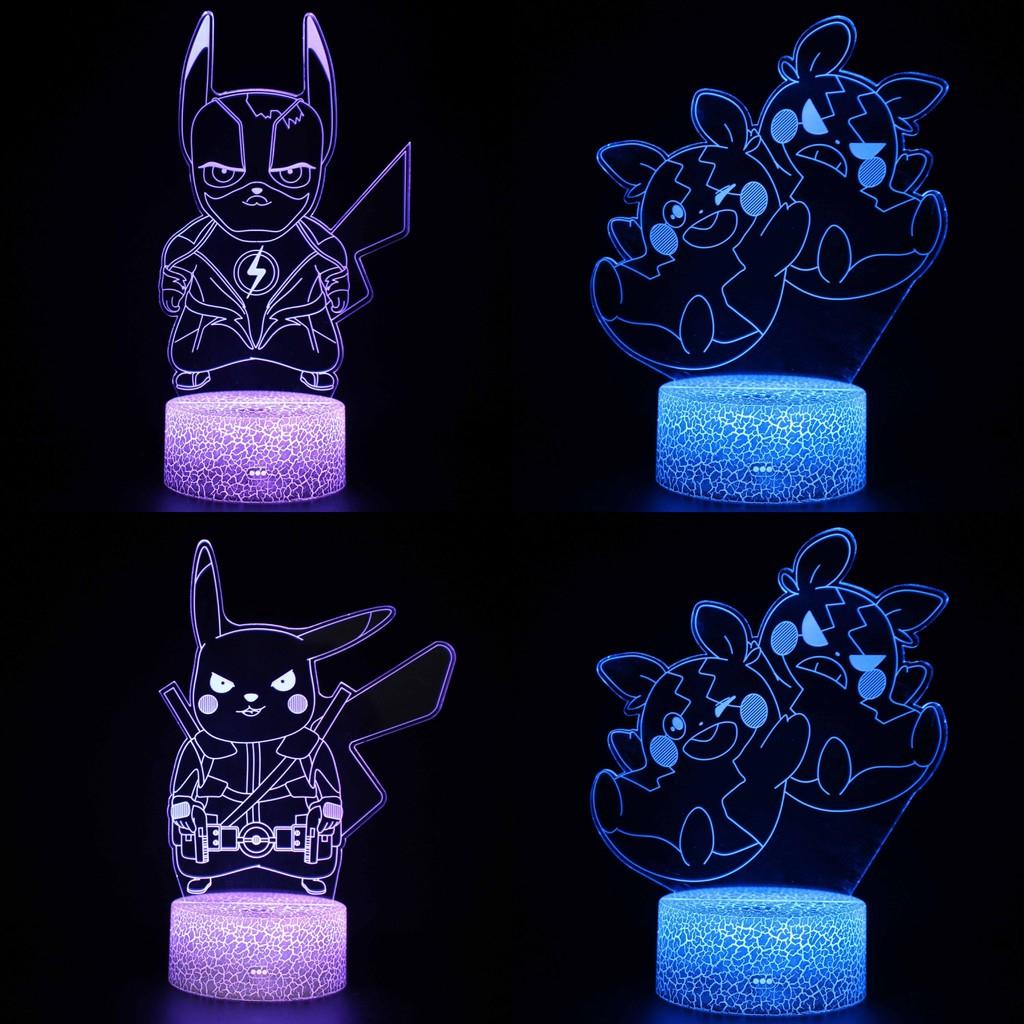 Creative 3d Pikachu Night Light Cute Table Lamp Colorful Atmosphere Lamp Gift Idea