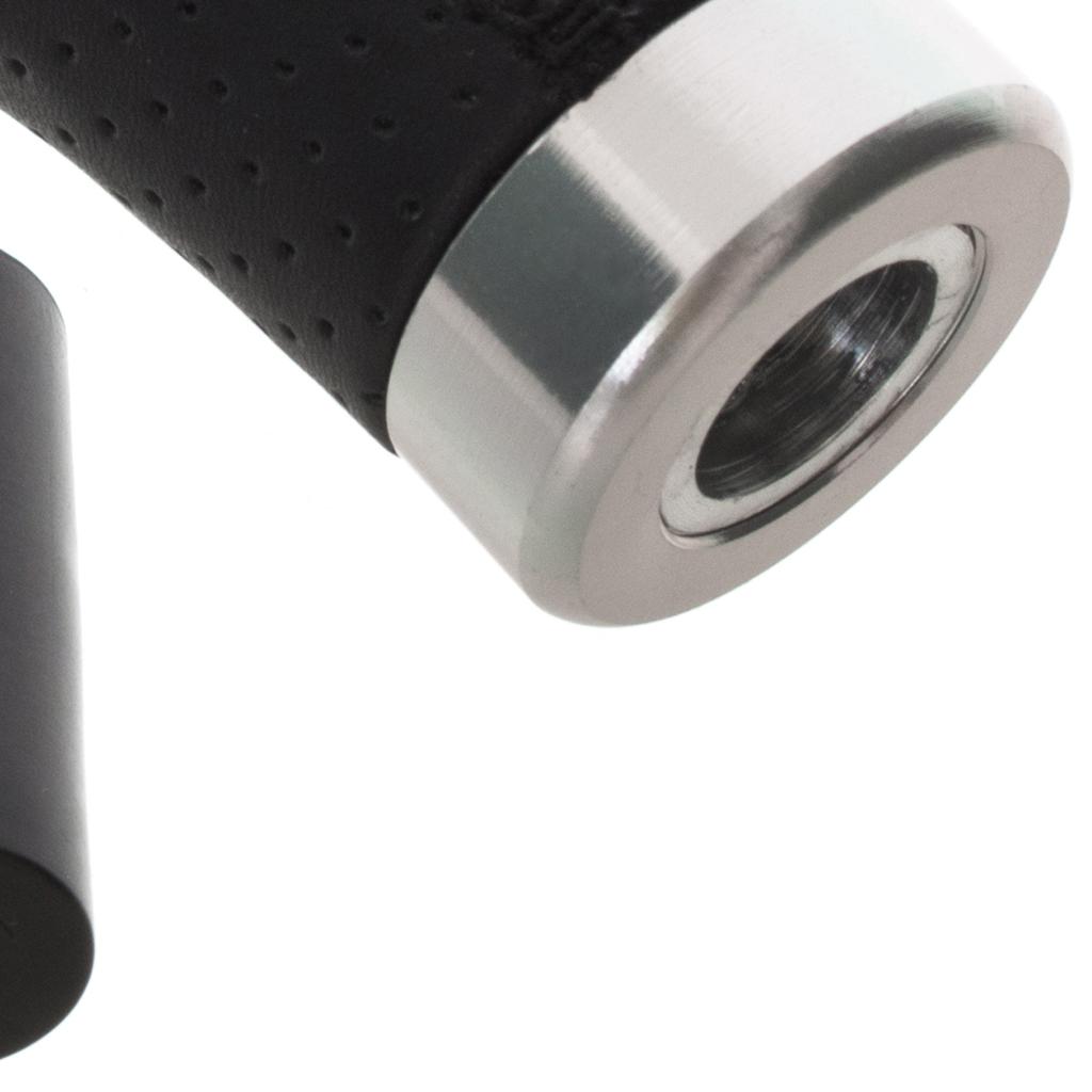 Universal Gear Shift Knob, Black Leather + Silver, 6-Speed
