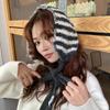 Synthetic Wool Contrasting Stripes Knitted Earmuffs Versatile Straps Warm Ear Warmer  Winter