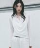 Nigaennikol Drape Collar Slim Top_Ivory
