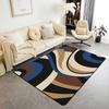 Contemporary Earthy Tone Themed Rug,Red Brown Beige Abstract Wave Non-Slip Floor Mat for Bedroom Living Room Office Decor Carpet