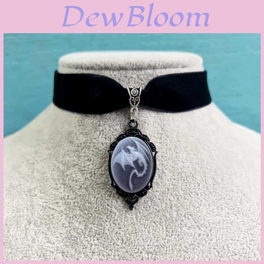 Gothic Dragon Pendant Necklace With Velvet Embossed Design For Men And Women