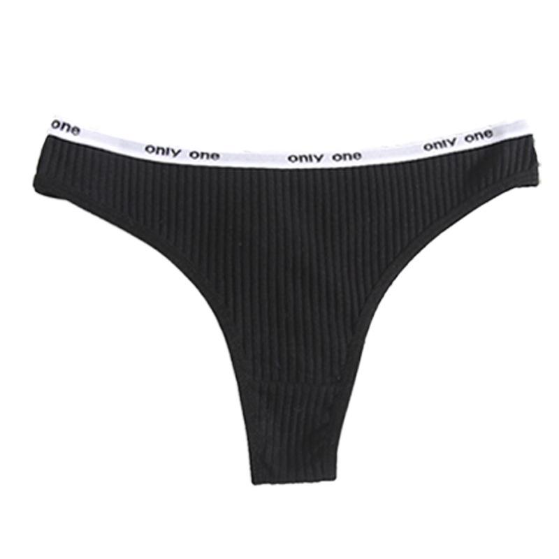 Tanga din bumbac cu nervuri cu talie joasă pentru femei - Distractiv, Sexy, Mărime europeană, Dispoziție seducătoare