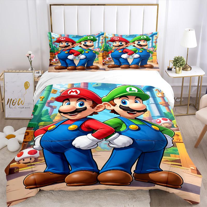 3pcs Super Mario Bedding Set. Soft and Comfortable with No Core Included (1x Duvet Cover + 2x Pillow Covers) Yy251010188