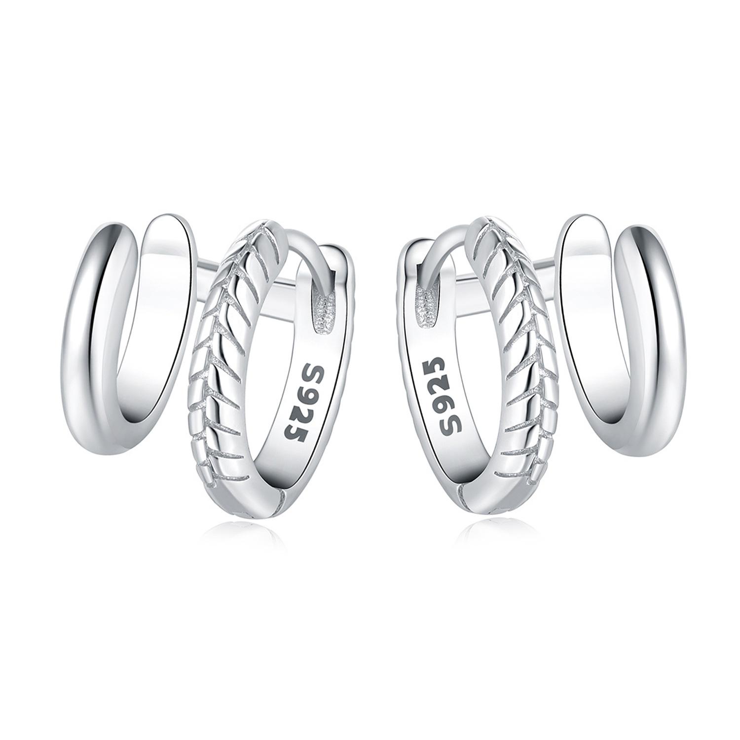 Real 925 Sterling Silver Serpentine Double Loop Earrings Jewelry Hoop Earrings for Women Jewelry Fine Birthday Party Gifts