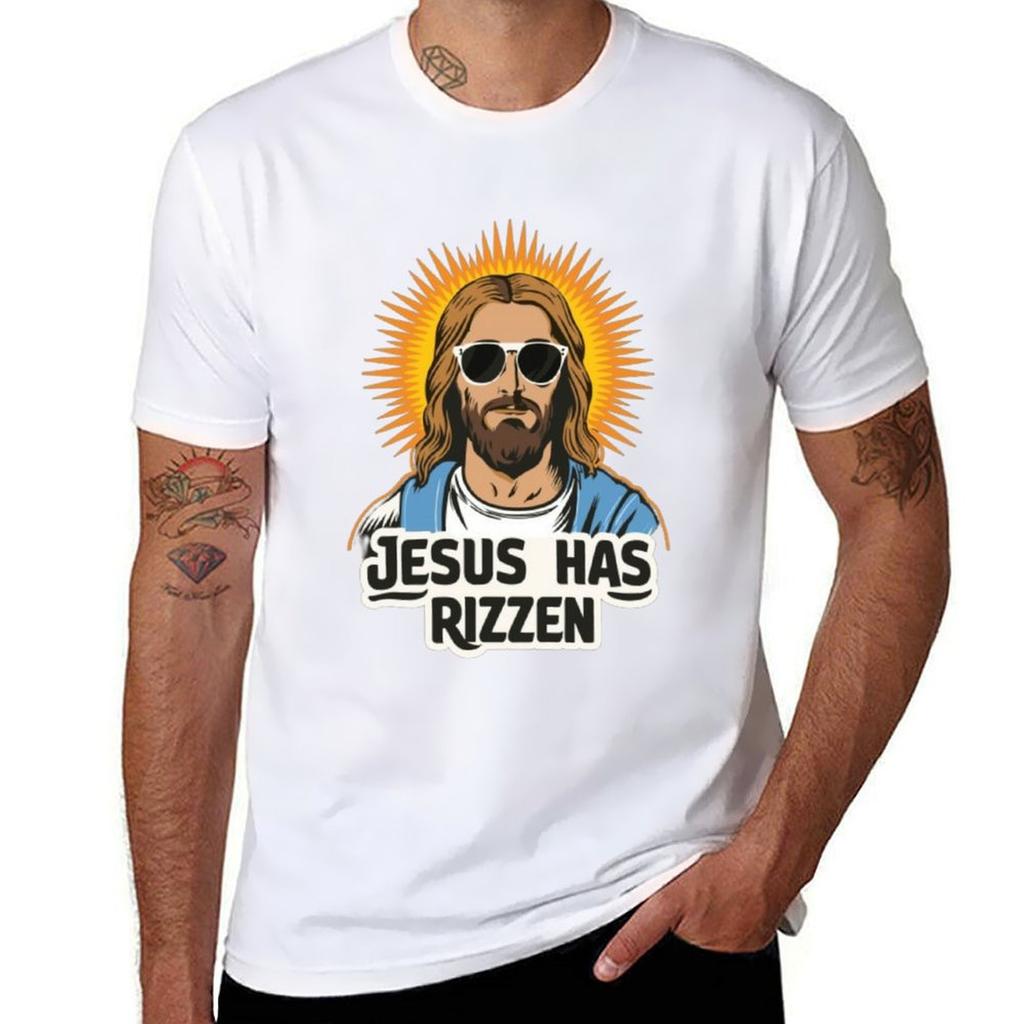 Jesus Has Rizzen Jesus Christ Has Risen Christianity Tshirt Fitness Training Breathable Tee