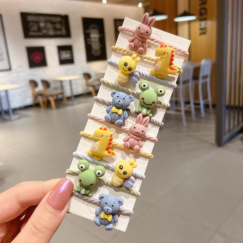 10-30PCS/Set, Cute Cartoon Animals, Hair Bands, Girls, Elastic Rubber Band, Headwear, Hair Accessories