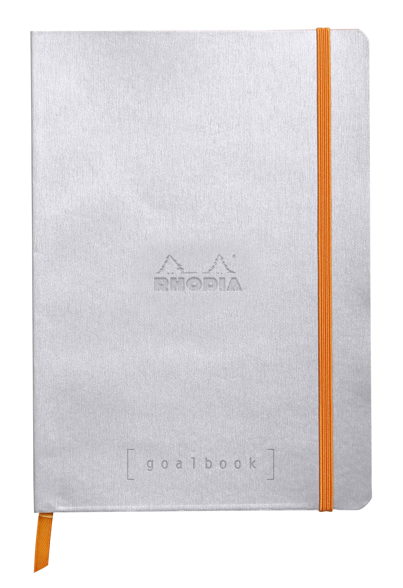 

RHODIA Rhodiarama Goal Book A5 Dot Grid 240 Pages with Pen Holder Italian Leather Cover PEFC Certified Silver RHODIA Rhodiarama cf117741