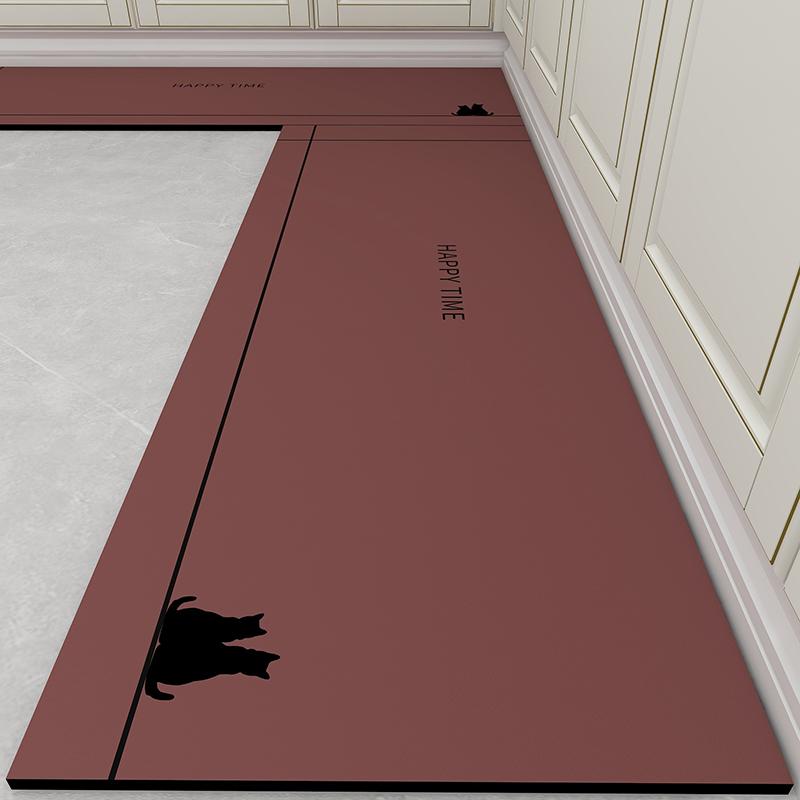 Keukenmatten Waterdicht Antislip Pvc Vloermat Eenvoudig Kattenpatroon Vinyl Tapijt Leer Tapijt Huisdecoratie Lange Maat Voetmatten 1pc 40x120cm