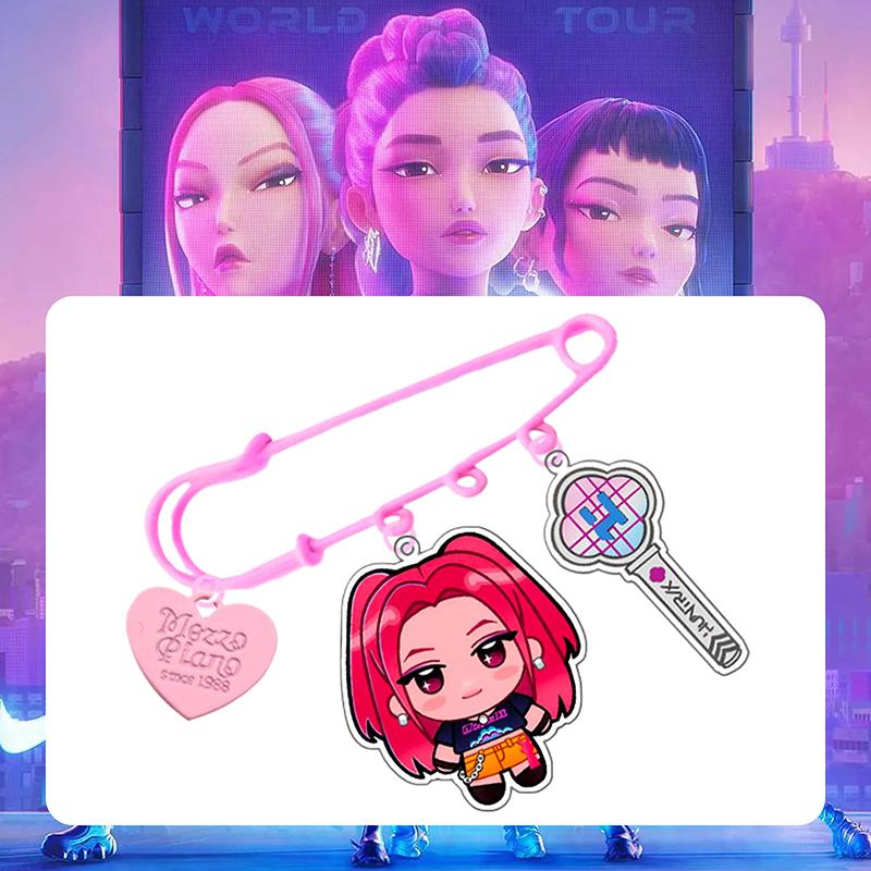 Kpop Demon Hunters Brooch Acrylic Printing Pendant Cartoon Cute Anime Peripheral Pins Bag Hat Clothes Accessories Fans Gift