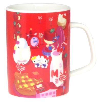Sanrio 50-årsjubileum Kitty Mugg 230ml Mikrovågssäker Tål maskindisk Röd Tillverkad i Japan 310131 "Hello Kitty" Ca.