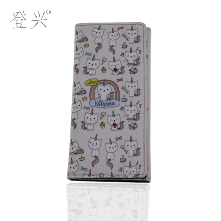 New unicorn PU long 20% off printed wallet, student female wallet