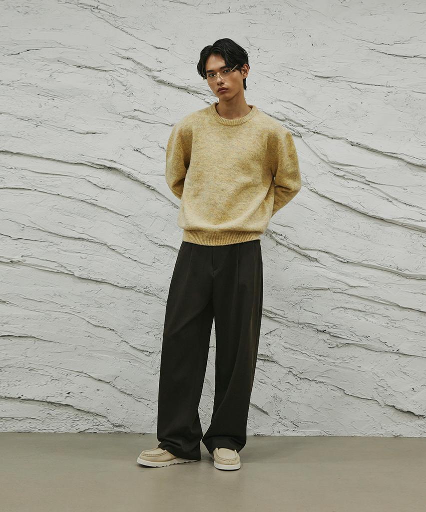 SIGNATURE Double-Tuck Wide Slacks [Deep Brown]