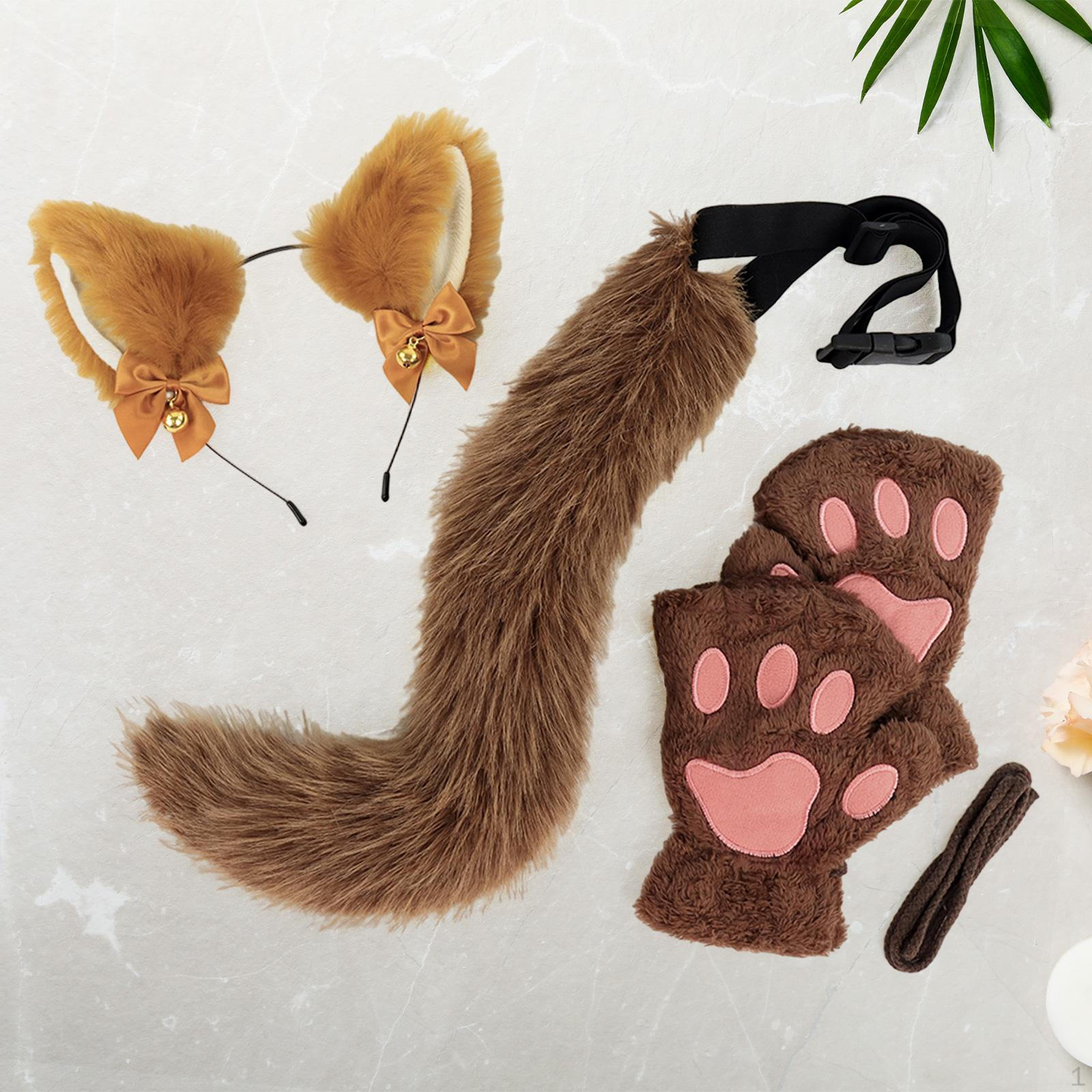 

Повязка на голову с ушками животных, набор с хвостом, очаровательные милые перчатки для женщин, девочек, дня рождения, выпускного вечера