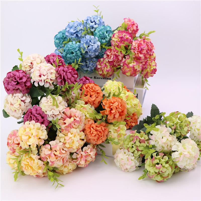 Heads 10 Artificial Hydrangea Fake Silk Flowers Bouquet Bunch Wedding Decor Home